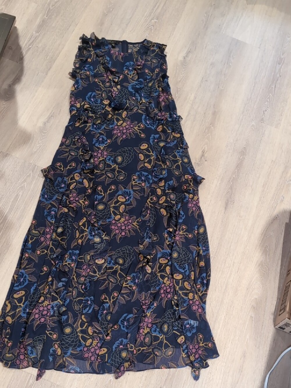 Ted Baker Karolia Floral Ruffle Midi Dress with Purple Accents - Picture 6 of 12